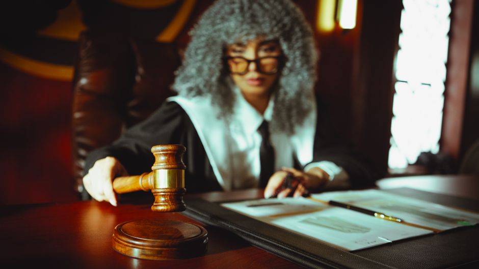 Lawyer discussing documents with a client
